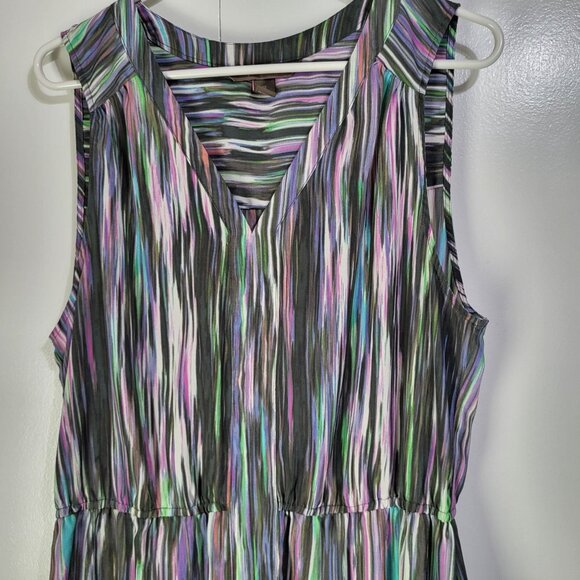 fynn & rose Women's SZ 12 Watercolor Pastel Print Sleeveless Dress - Picture 3 of 10